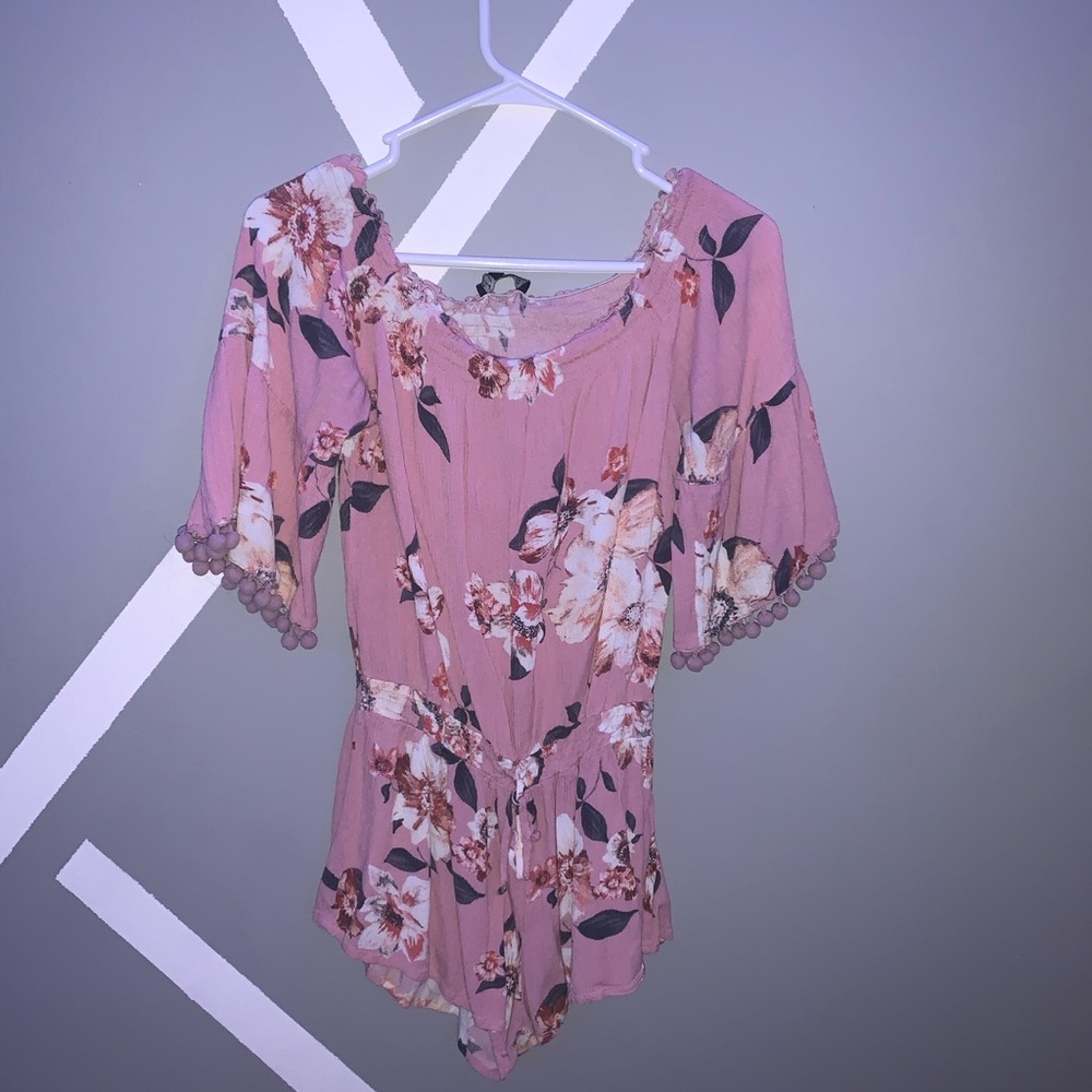Pink floral romper